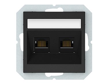 4779101120011 Компьютерная розетка RJ45 двухместная KLRJ45-26e2-02/QRblack, упак (10 шт)