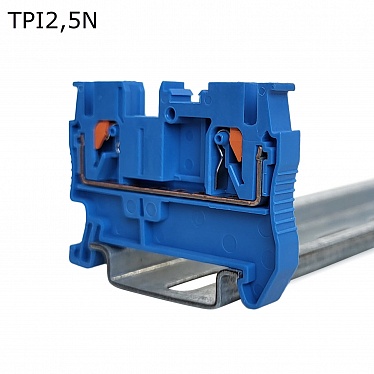 TPI2,5N  Клемма push-in проходная 2 контакта 2,5 мм2, синяя