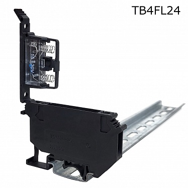 TB4FL24  Клемма винтовая с держателем предохранителя рычажного типа и индикатором 4 мм2, черная, упа