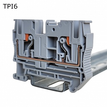 TPI6  Клемма push-in проходная 2 контакта 6 мм2, серая, упак (36 шт)
