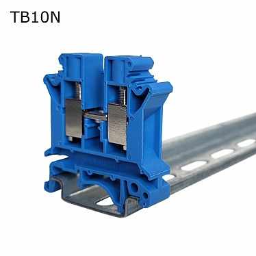 TB10N  Клемма винтовая проходная 2 контакта 10 мм2, синяя, упак (30 шт)