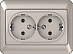 4779101116052 Розетка с заземлением, двухместная RP16-021/SLch, упак (6 шт)