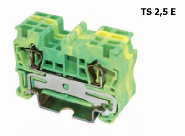 TS2,5E Клемма пружинная проходная 2 контакта 2,5 мм2, заземляющая, упак (50 шт) TS2,5E Клемма пружинная проходная 2 контакта 2,5 мм2, заземляющая, упак (50 шт)