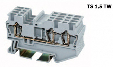 TS1,5TW  Клемма пружинная проходная 3 контакта 1,5 мм2, серая, упак (50 шт)
