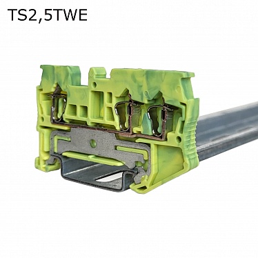 TS2,5TWE Клемма пружинная проходная 3 контакта 2,5 мм2, заземляющая, упак (45 шт) TS2,5TWE Клемма пружинная проходная 3 контакта 2,5 мм2, заземляющая, упак (45 шт)