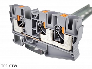 TPI10TW  Клемма push-in проходная 3 контакта 10 мм2, серая, упак (18 шт)